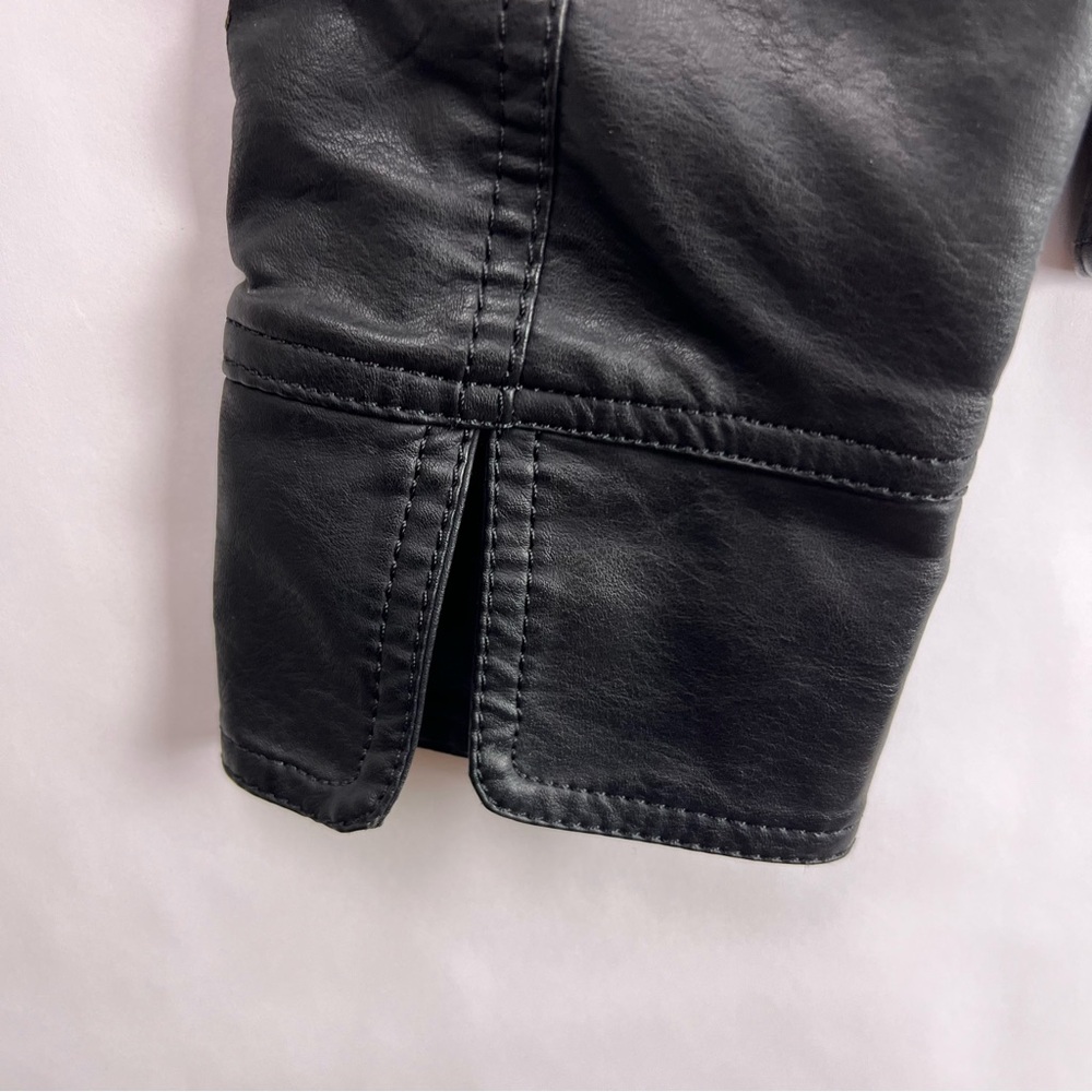 LA Coalition Black Moto Jacket, Faux Leather, Quilted, Zippered Pockets, Medium - Picture 12 of 12